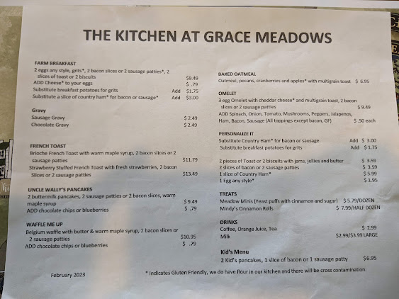 Menu The Kitchen At Grace Meadows Farm - 2