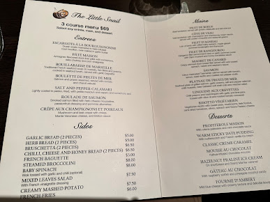 Menu The Little Snail Restaurant - 0
