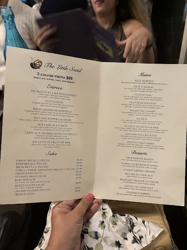 Menu The Little Snail Restaurant - 1