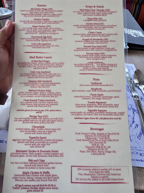Menu The Mad Batter Restaurant & Bar - 1