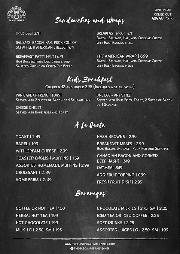Menu The Mason Jar Family Diner - 2