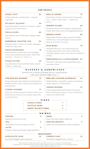 Menu The Mission Bar & Grill - 1