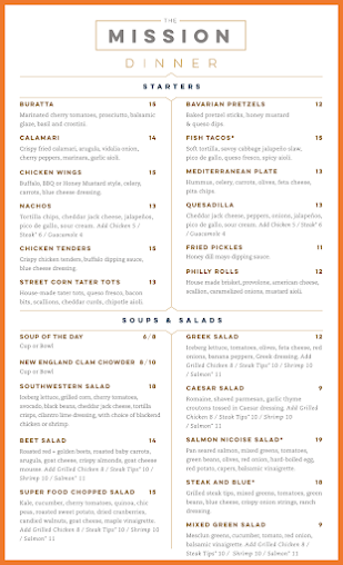 Menu The Mission Bar & Grill - 9