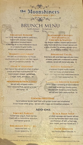 Menu The Moonshiners Southern Table + Bar - 1