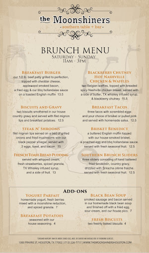 Menu The Moonshiners Southern Table + Bar - 7