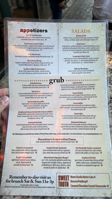 Menu The Moonshiners Southern Table + Bar - 8
