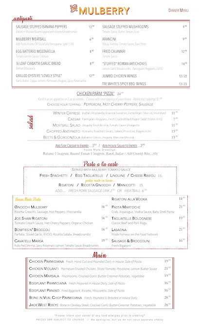 Menu The Mulberry | Italian Ristorante - 9