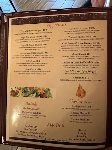 Menu The Nizam's - 0