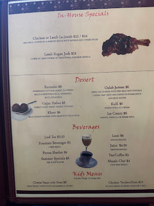 Menu The Nizam's - 1
