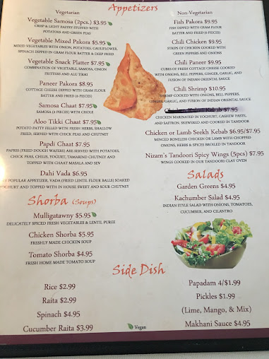 Menu The Nizam's - 3
