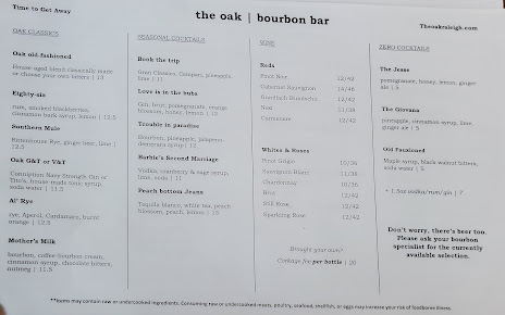 Menu The Oak Raleigh - 5