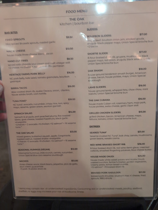 Menu The Oak Raleigh - 7