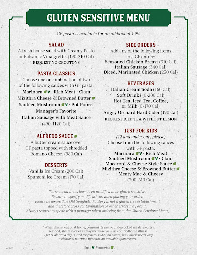 Menu The Old Spaghetti Factory Riverside - 2