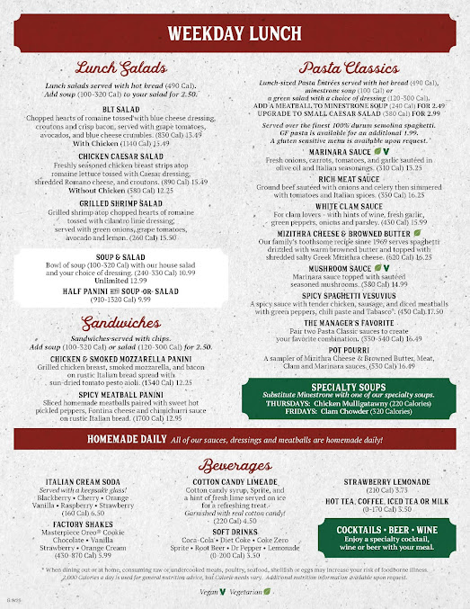 Menu The Old Spaghetti Factory Riverside - 5