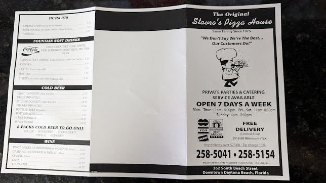 Menu The Original Stavros Pizza House - 1