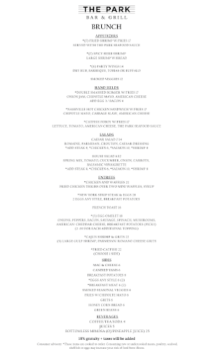 Menu The Park Bar & Grill - 0