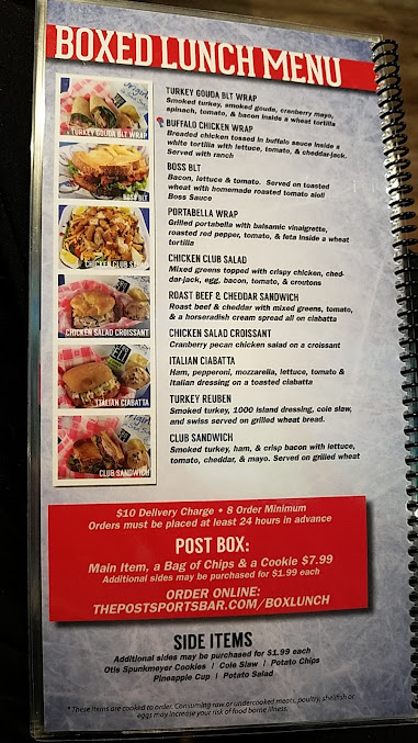 Menu The Post Sports Bar Grill Fenton - 0