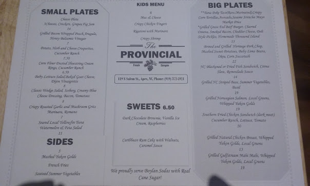 Menu The Provincial Restaurant - 2