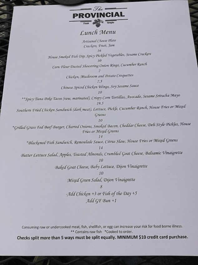 Menu The Provincial Restaurant - 4