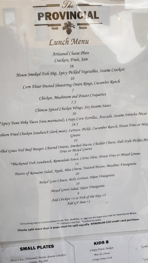 Menu The Provincial Restaurant - 6