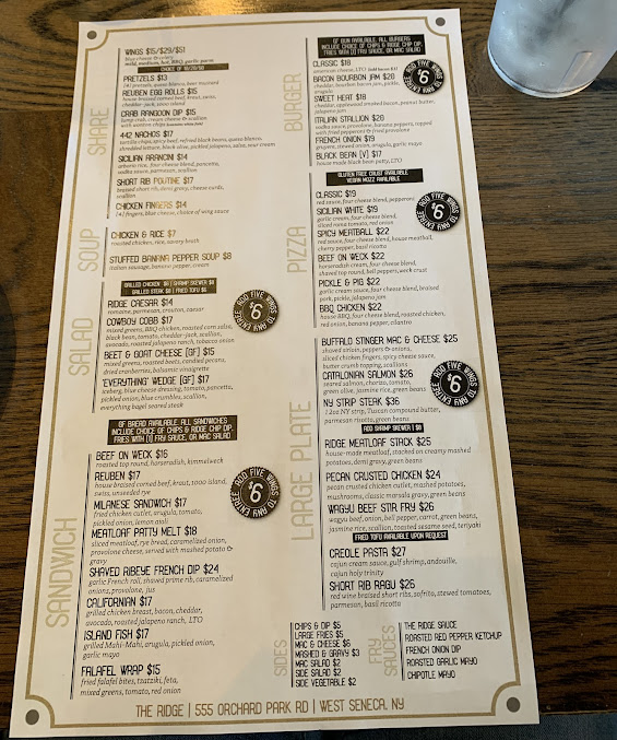 Menu The Ridge West Seneca - 1