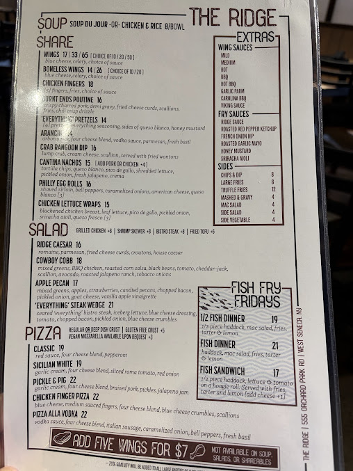 Menu The Ridge West Seneca - 8
