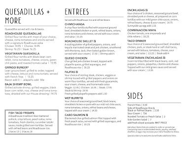 Menu The Roadhouse Mexican Bar Grill - 1