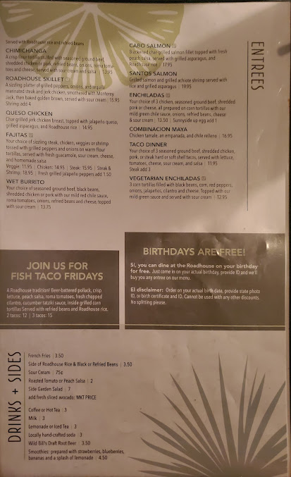 Menu The Roadhouse Mexican Bar Grill - 3
