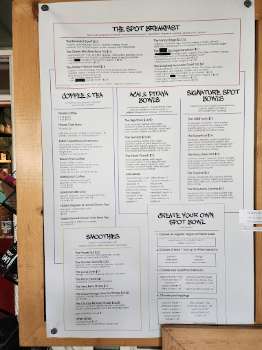 Menu The Spot North Shore Kauai - 4