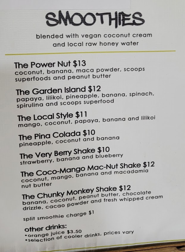 Menu The Spot North Shore Kauai - 6