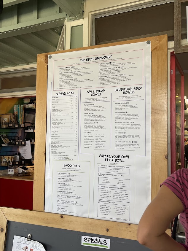 Menu The Spot North Shore Kauai - 7