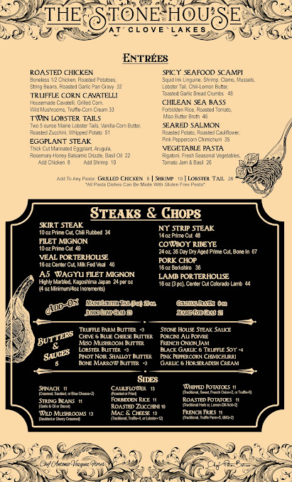 Menu The Stone House At Clove Lakes - 1