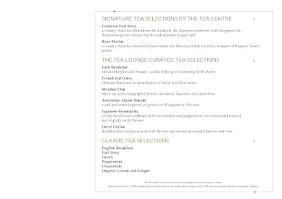 Menu The Tea Lounge - 1