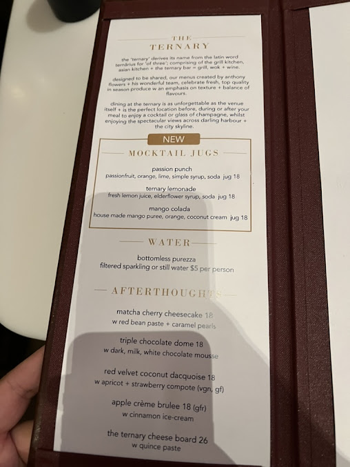 Menu The Ternary Restaurant - 1