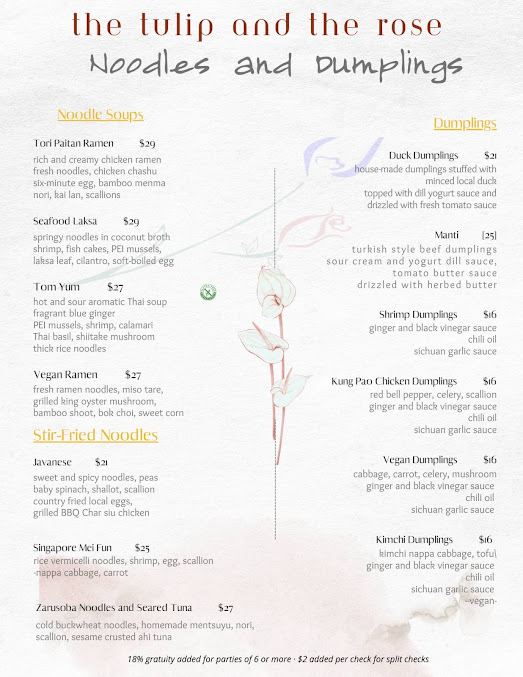 Menu The Tulip And The Rose Cafe - 1