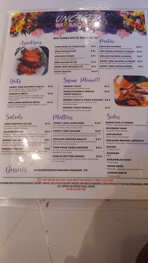 Menu The Uncaged Chefs At Flair Restaurant And Lounge - 0