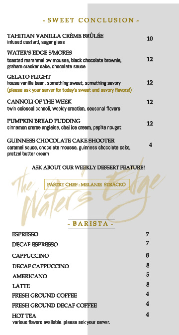 Menu The Water's Edge Restaurant - 4