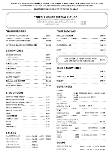 Menu Theo's Cozy Corner Restaurant - 6