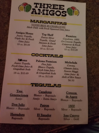 Menu Three Amigos Mexican Grill Cantina - 0