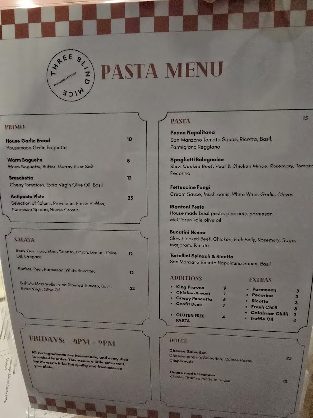 Menu Three Blind Mice - Providore | Kitchen - 4
