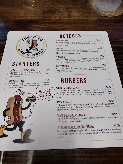 Menu Three65 Bar & Grill - 7