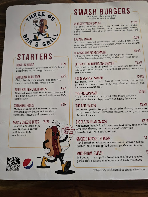 Menu Three65 Bar & Grill - 8
