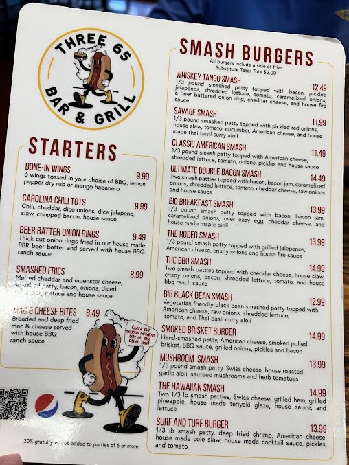 Menu Three65 Bar & Grill - 9