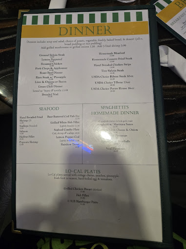 Menu Tinys Family Restaurant And Lounge - 1