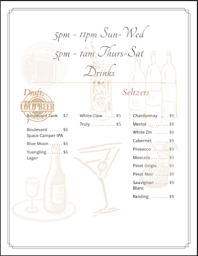 Menu Toast To Toast Kansas City Downtown - 1