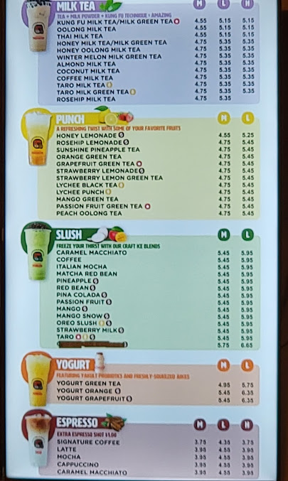 Menu Token Ramen Kung Fu Tea Wesley Chapel - 5