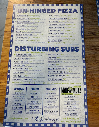 Menu Tony Boloney's - Atlantic City - 4