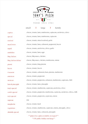 Menu Tony’s Pizza “The Original” Since 1970 - 0