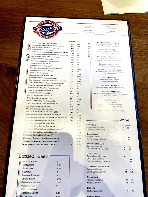 Menu Tonys Sports Bar And Grill - 2