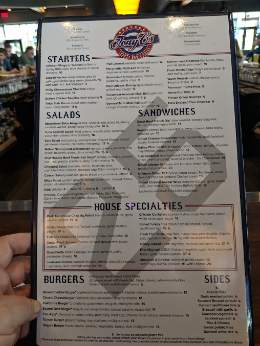 Menu Tonys Sports Bar And Grill - 6